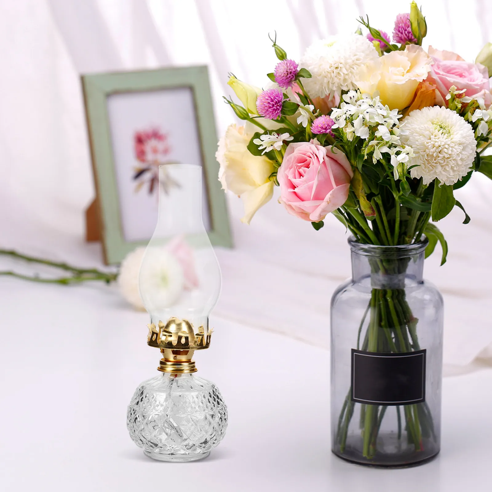 Vintage Glass Lamp Oil Lantern for Indoor Use Emergency Lighting Home Decor Living Room Kitchen Fireplace Temple
Vintage Glass Lamp Oil Lantern for Indoor Use Emergency Lighting Home Decor Living Room Kitchen Fireplace Temple