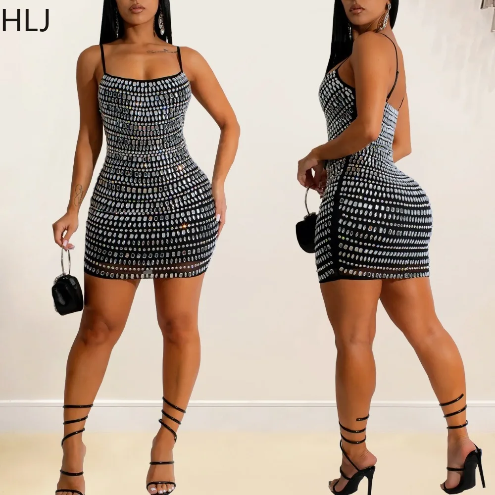 HLJ Sexy Luxury Rhinestone Bodycon Evening Party Spaghetti Strap Mini Dresses Women Sleeveless Backless Slim Vestidos Clothing
HLJ Sexy Luxury Rhinestone Bodycon Evening Party Spaghetti Strap Mini Dresses Women Sleeveless Backless Slim Vestidos Clothing