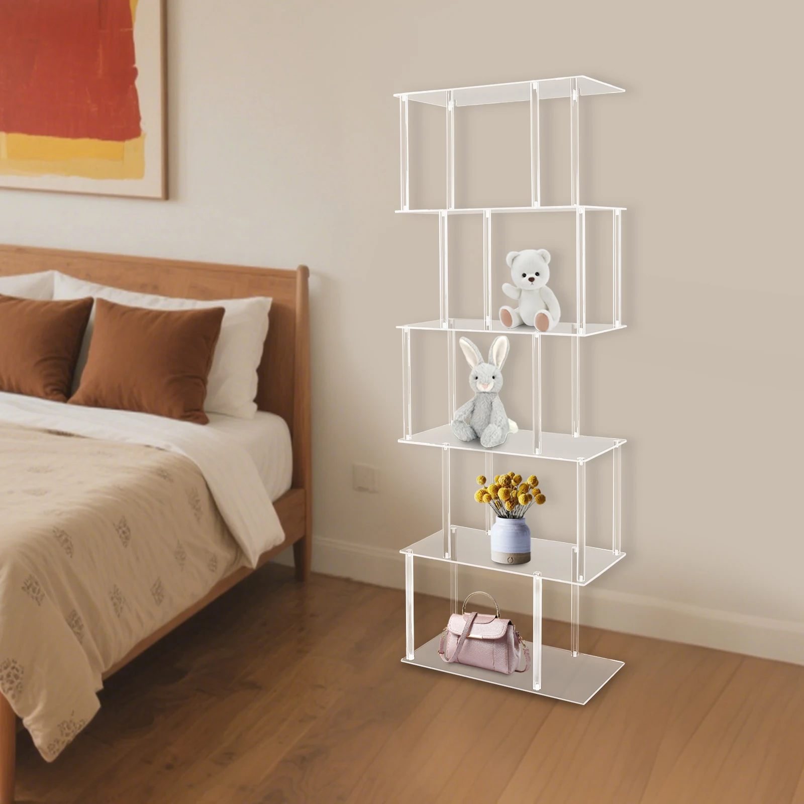Clear 6-Tier S-Shaped Acrylic Bookshelf 21.65×9.84×61In 22Lbs Per Tier Floor Standing Display Rack For Home Office Study
Clear 6-Tier S-Shaped Acrylic Bookshelf 21.65×9.84×61In 22Lbs Per Tier Floor Standing Display Rack For Home Office Study