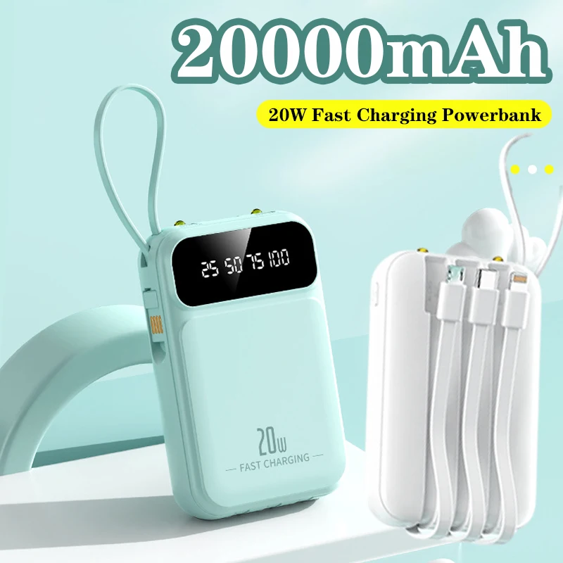 20000 мАч Power Bank 20 Вт Powerbank с быстрой зарядкой Водонепроницаемый портативный мобильный телефон Внешнее запасное зарядное устройство Встроенный кабель
20000 мАч Power Bank 20 Вт Powerbank с быстрой зарядкой Водонепроницаемый портативный мобильный телефон Внешнее запасное зарядное устройство Встроенный кабель