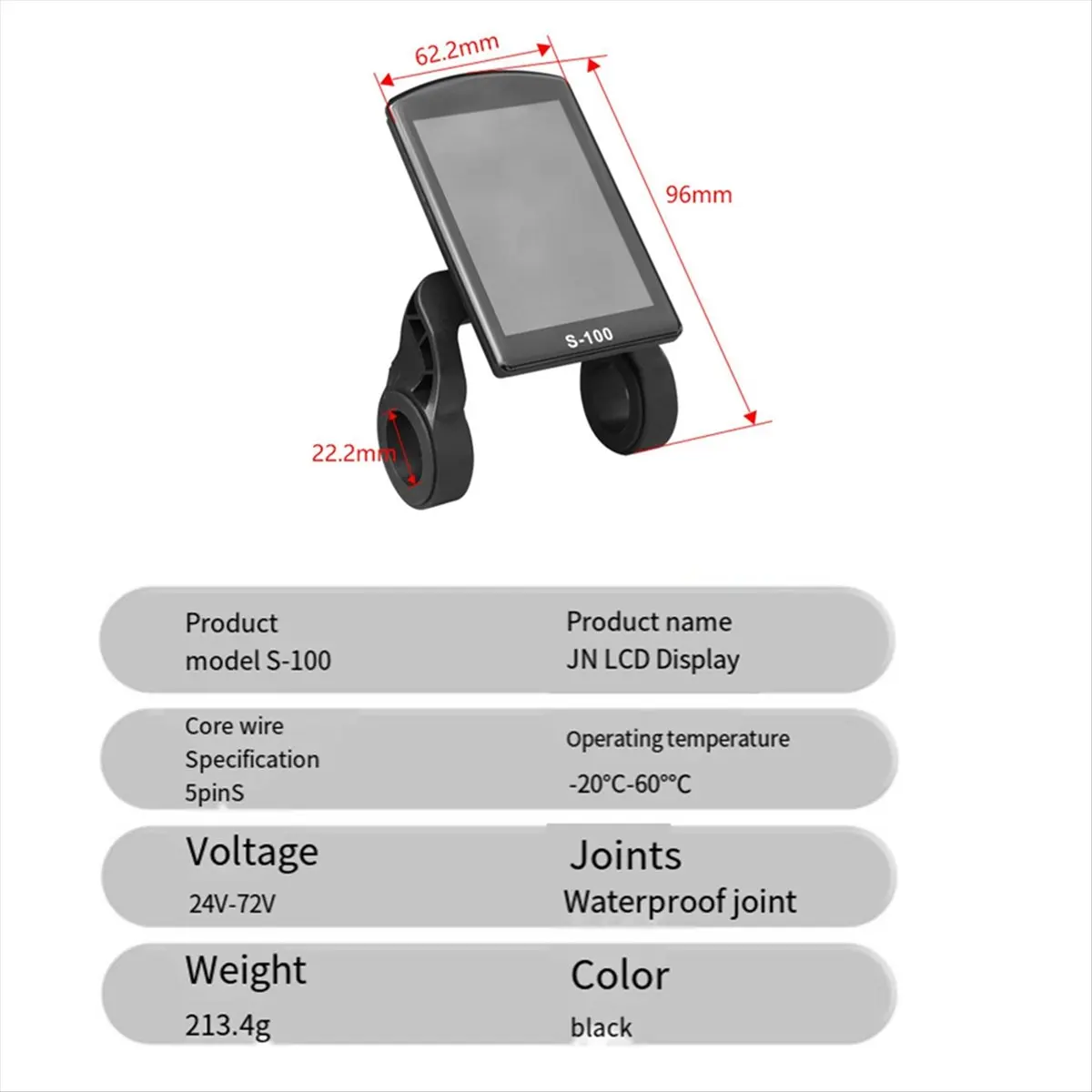 AD10 Electric Bicycle Display S-100 LCD Display Control 24V - 72V Speed Meter 5pin Speedometer SM Connector
AD10 Electric Bicycle Display S-100 LCD Display Control 24V - 72V Speed Meter 5pin Speedometer SM Connector