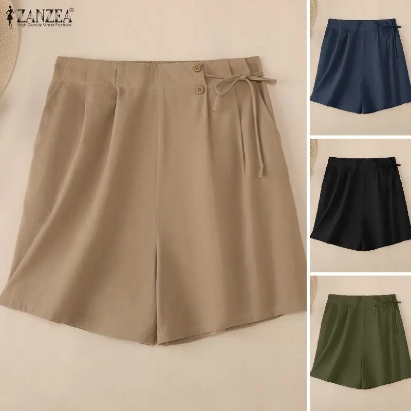 2026 Summer Casual Elastic Waist Shorts ZANZEA Women Vintage Cotton Pants Female Solid Lace Up Shorts Holiday Pantalon Oversize
2026 Summer Casual Elastic Waist Shorts ZANZEA Women Vintage Cotton Pants Female Solid Lace Up Shorts Holiday Pantalon Oversize