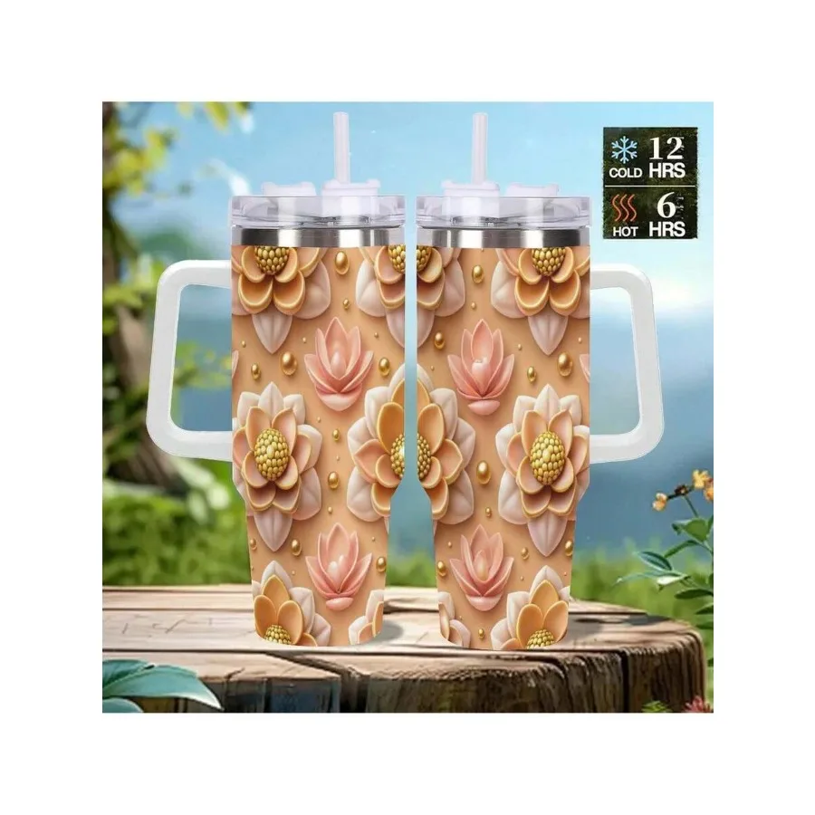 1 Pc 40oz Auto Cup, Stainless Steel Tumbler - Double Wall ulated Travel Mug For Coffee and Water, Floral Pattern Theme Termos,
1 Pc 40oz Auto Cup, Stainless Steel Tumbler - Double Wall ulated Travel Mug For Coffee and Water, Floral Pattern Theme Termos,