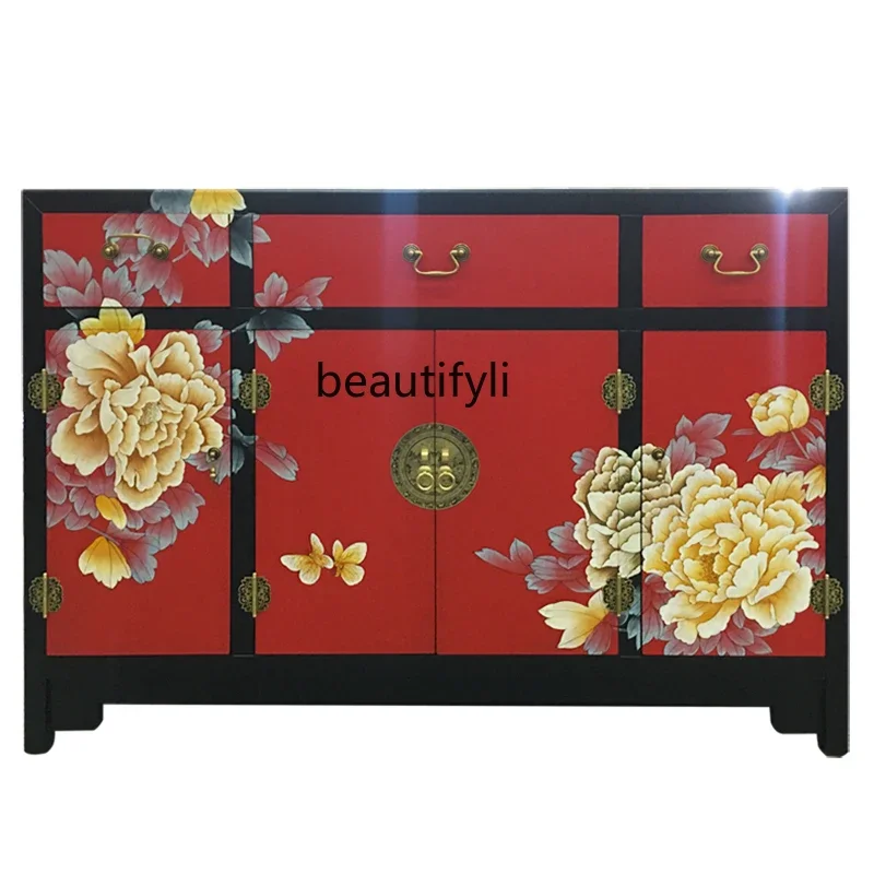 New Chinese hand-painted paint cabinet, classical hand-painted entrance hall cabinet, living room blue furniture
New Chinese hand-painted paint cabinet, classical hand-painted entrance hall cabinet, living room blue furniture