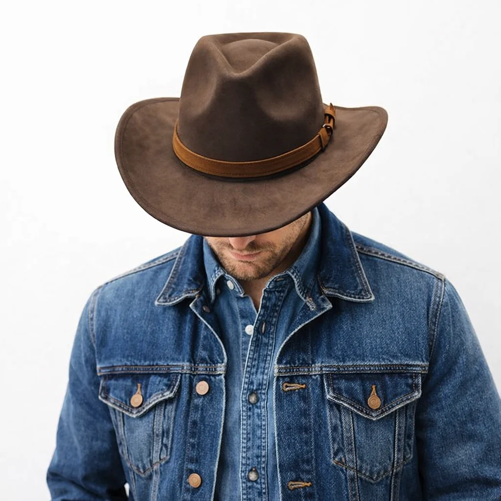 Western Cowboy Hat Men Women Felt Hat Wide Brim Vintage Rancher Cowgirl Fedora Cap Leather Belt Buckle Country Outdoor Hat
Western Cowboy Hat Men Women Felt Hat Wide Brim Vintage Rancher Cowgirl Fedora Cap Leather Belt Buckle Country Outdoor Hat