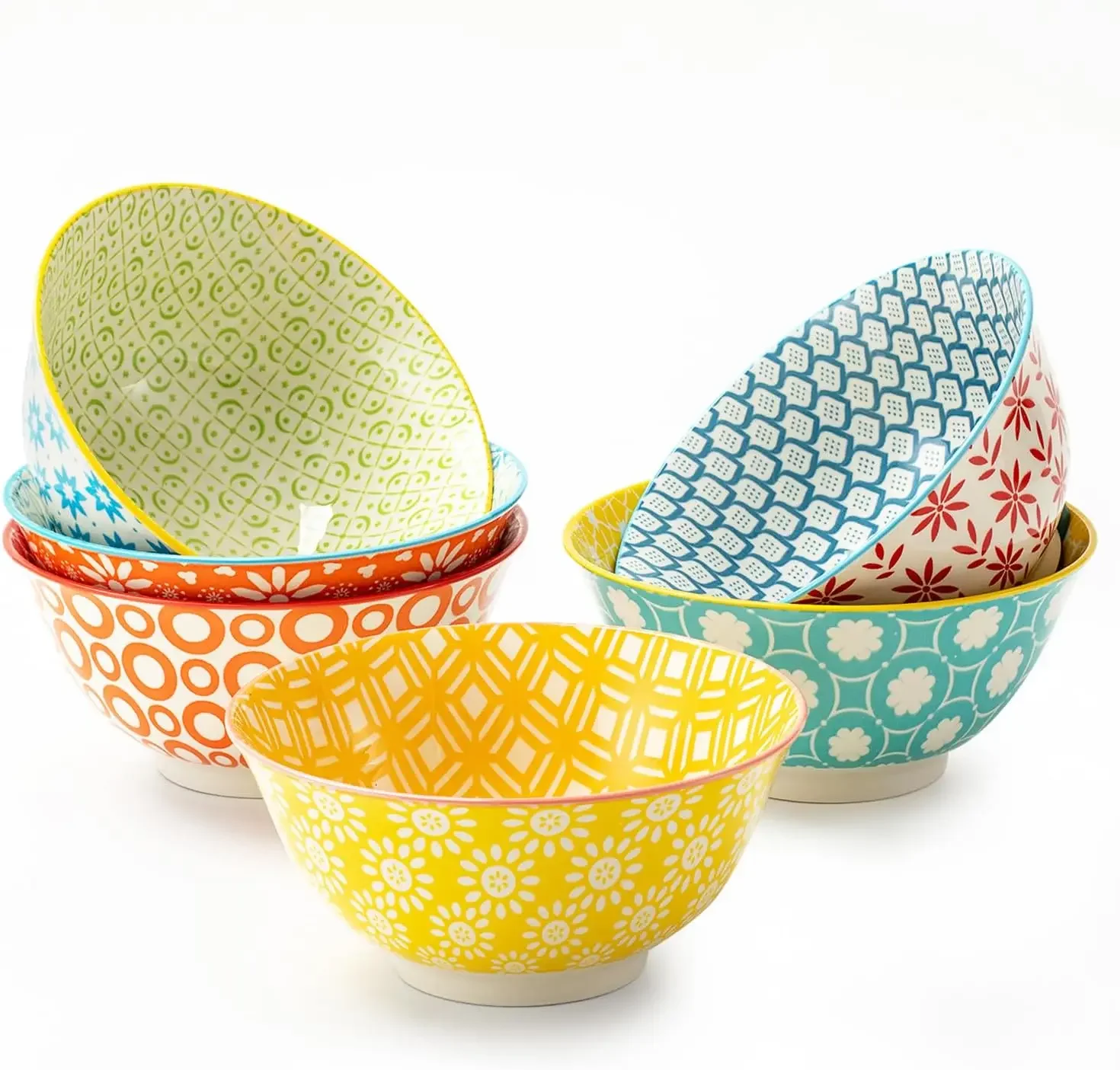 Набор из 6 красочных больших керамических мисок на 25 унций, фарфоровые миски для хлопьев глубиной 6 дюймов для супа, салата, закусок и риса, посудомоечной машины/микро
Набор из 6 красочных больших керамических мисок на 25 унций, фарфоровые миски для хлопьев глубиной 6 дюймов для супа, салата, закусок и риса, посудомоечной машины/микро