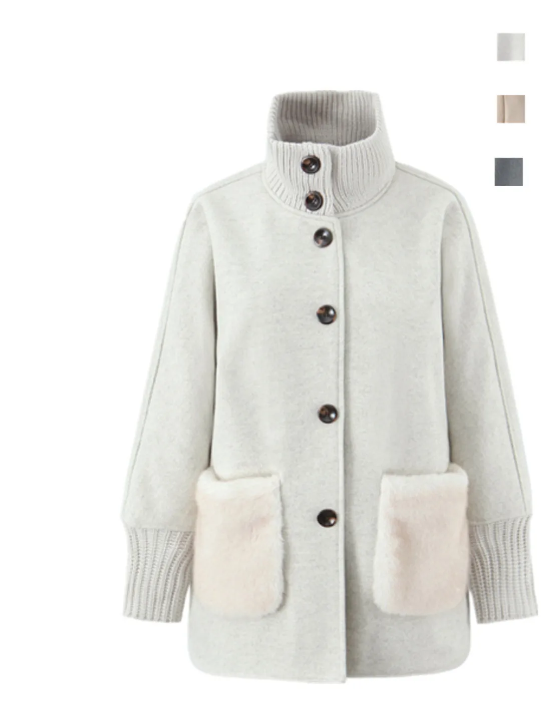Ladies' Slimming Knitted Woolen Coat with Stand Collar Patchwork Long Sleeve Fashionable Spring Outerwear Casual Loose Fit
Ladies' Slimming Knitted Woolen Coat with Stand Collar Patchwork Long Sleeve Fashionable Spring Outerwear Casual Loose Fit