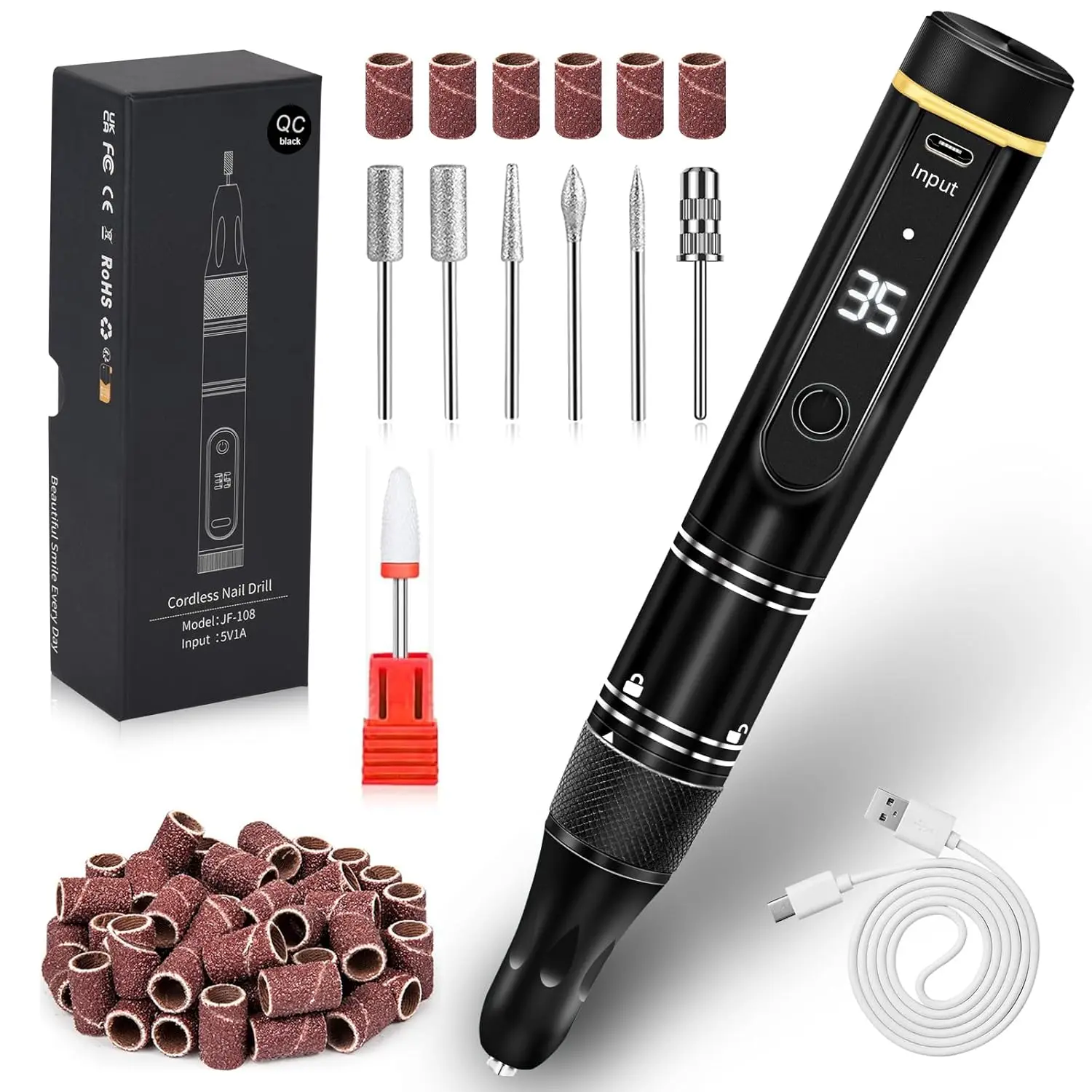 Cordless Nail Drill 35000RPM Rechargeable Professional E-file Kit for Acrylic Gel Nails Manicure Pedicure
Cordless Nail Drill 35000RPM Rechargeable Professional E-file Kit for Acrylic Gel Nails Manicure Pedicure