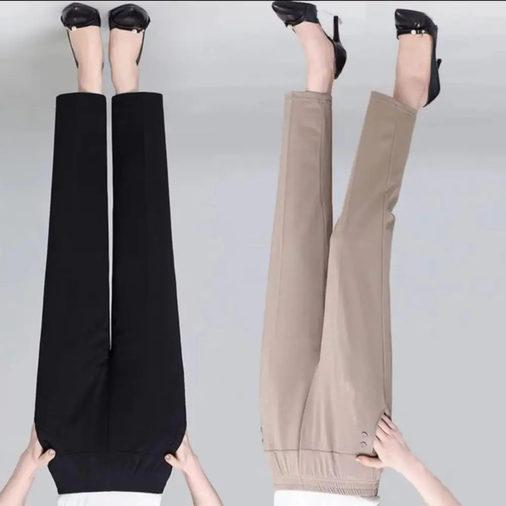 Women Pants High Waist Elastic Waistband Women Button Decoration Casual Trousers Thin Office Lady Straight Wide Leg Trousers
Women Pants High Waist Elastic Waistband Women Button Decoration Casual Trousers Thin Office Lady Straight Wide Leg Trousers