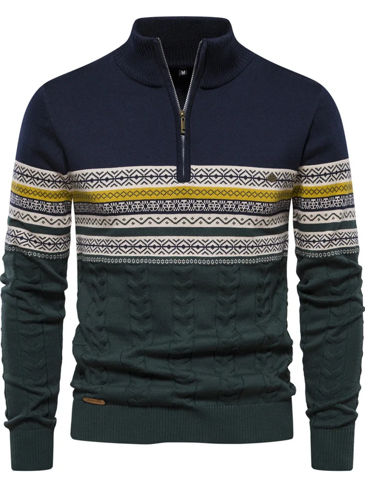 Мужской повседневный вязаный свитер с воротником-стойкой на молнии, комбинированный, из хлопка, с длинными рукавами, теплый, для осени и зимы, для отдыха
Мужской повседневный вязаный свитер с воротником-стойкой на молнии, комбинированный, из хлопка, с длинными рукавами, теплый, для осени и зимы, для отдыха