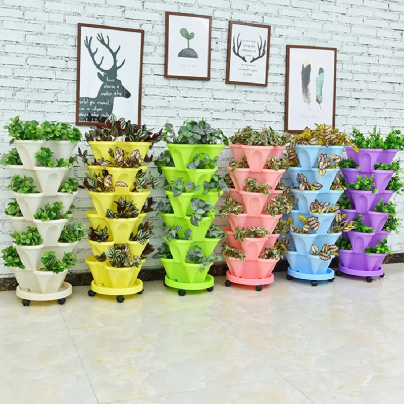 Plastic Stackable Vertical Flower Pot Multi-tiers With Wheel Non-slip Assorted Space-saving Planter Ventilated Flowerpot
Plastic Stackable Vertical Flower Pot Multi-tiers With Wheel Non-slip Assorted Space-saving Planter Ventilated Flowerpot