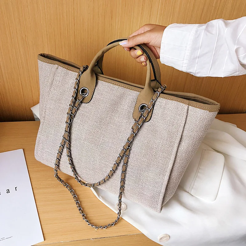 Hand Bags Women Tote Bag Canvas Large Handbag Chains Shoulder Bags Ladies Big Messenger Bag Shopping Bag
Hand Bags Women Tote Bag Canvas Large Handbag Chains Shoulder Bags Ladies Big Messenger Bag Shopping Bag
