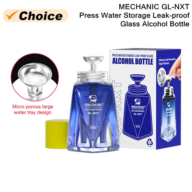 MECHANIC GL-NXT 150ml Press Type Glass Empty Pump Dispenser for Phone Press Water Storage Leak-proof Anti-spray Alcohol Bottle
MECHANIC GL-NXT 150ml Press Type Glass Empty Pump Dispenser for Phone Press Water Storage Leak-proof Anti-spray Alcohol Bottle