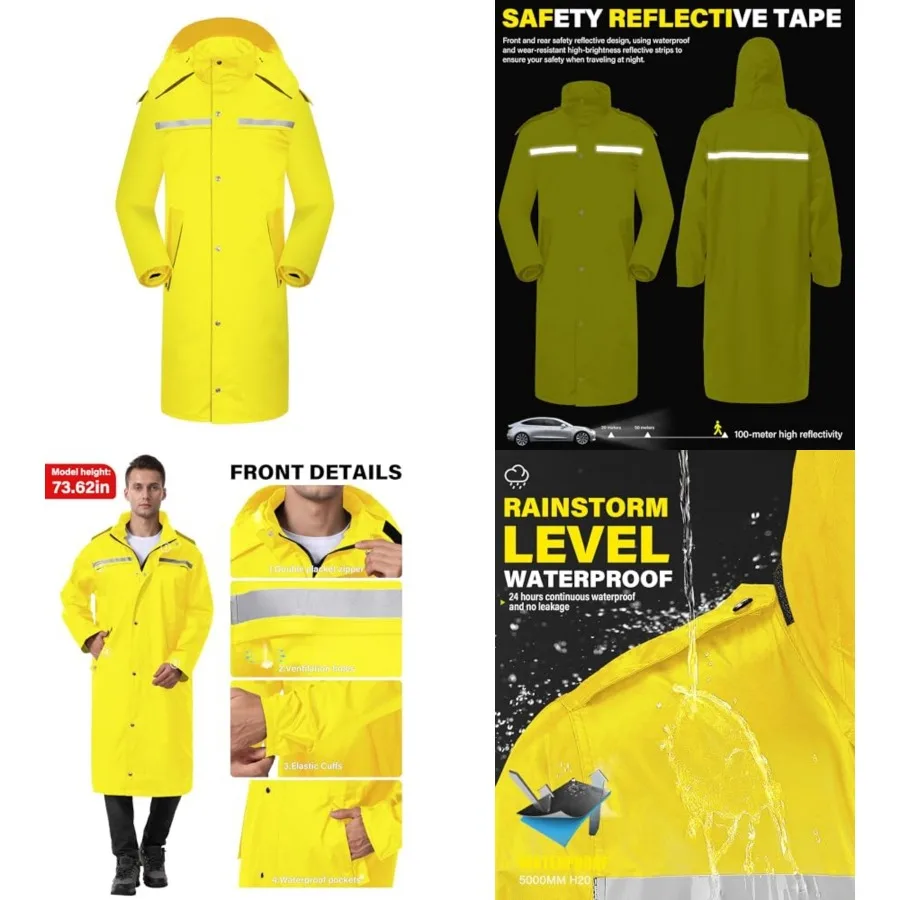 iCreek Raincoat Waterproof Long Rain Jacket Lightweight Rainwear Reflective with Packable Hood for Men Women Adults
iCreek Raincoat Waterproof Long Rain Jacket Lightweight Rainwear Reflective with Packable Hood for Men Women Adults