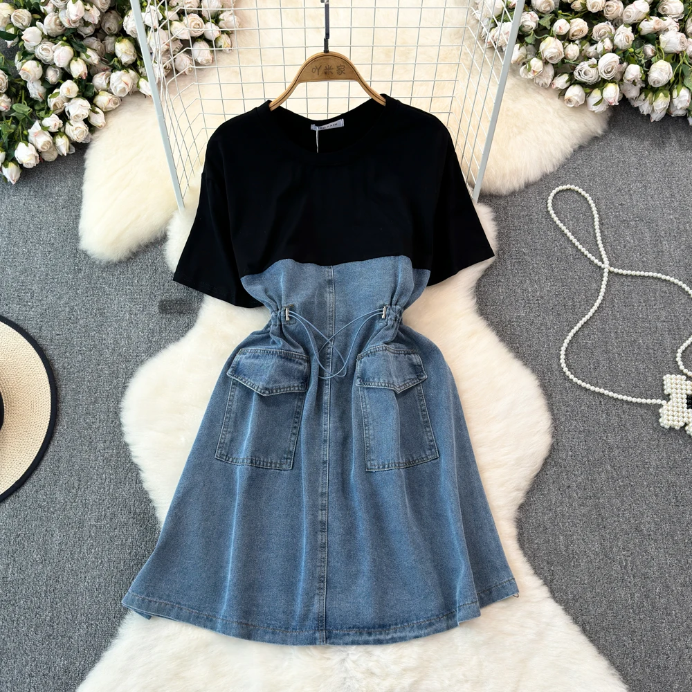Mini Dress Women Denim Dresses A Line Vestidos Streetwear Fake Two Pieces High Waist Short Sleeve Splice Y2k 2025 Party Club
Mini Dress Women Denim Dresses A Line Vestidos Streetwear Fake Two Pieces High Waist Short Sleeve Splice Y2k 2025 Party Club