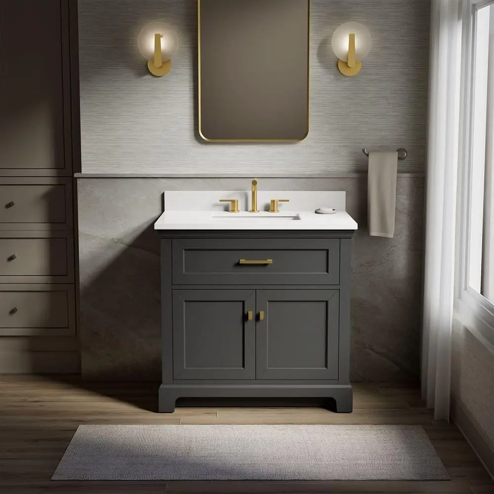 Charlemont 36" Bathroom Vanity Cabinet with White Sink and Quartz Top, ern Bathroom Storage, k Warm Grey, K-29261-BD1-DWG
Charlemont 36" Bathroom Vanity Cabinet with White Sink and Quartz Top, ern Bathroom Storage, k Warm Grey, K-29261-BD1-DWG
