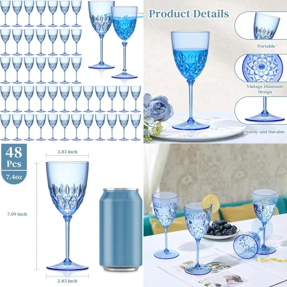 Массовая упаковка, 48 шт., небьющиеся пластиковые бокалы для синего вина, 7,4 унции, съемные маленькие бокалы с ножками для шампанского и винтажных мероприятий
Массовая упаковка, 48 шт., небьющиеся пластиковые бокалы для синего вина, 7,4 унции, съемные маленькие бокалы с ножками для шампанского и винтажных мероприятий