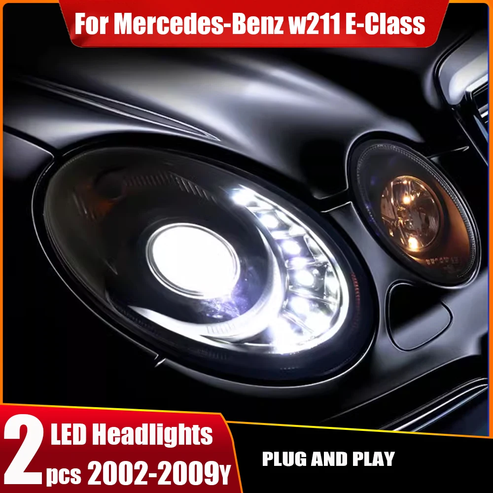 Автомобильные фары для Mercedes-Benz E Class W211 E200 2003-2009, новый стиль, светодиодные автомобильные фары в сборе, комплект аксессуаров для линз проектора
Автомобильные фары для Mercedes-Benz E Class W211 E200 2003-2009, новый стиль, светодиодные автомобильные фары в сборе, комплект аксессуаров для линз проектора
