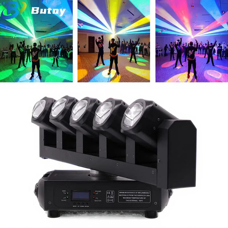 5-головочное светодиодное сценическое освещение DMX512, вращающееся, подвижное, с 5 лучами, медленные и быстрые стробоскопические эффекты для DJ, диско-бара, клуба, выступления
5-головочное светодиодное сценическое освещение DMX512, вращающееся, подвижное, с 5 лучами, медленные и быстрые стробоскопические эффекты для DJ, диско-бара, клуба, выступления