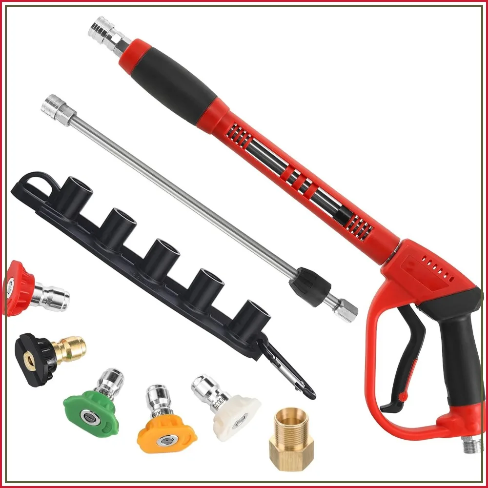 Deluxe Pressure Washer Gun, 40 Inch Wand, 5 Nozzle Tips, M22 Fitting, 5000 PSI
Deluxe Pressure Washer Gun, 40 Inch Wand, 5 Nozzle Tips, M22 Fitting, 5000 PSI