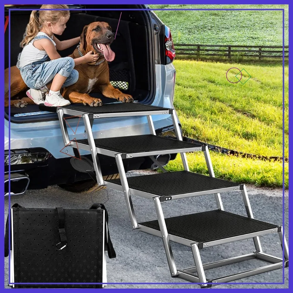 Extra Wide Dog Stairs for Large Dogs, Foldable Pet Steps for Car SUV Trucks, Lightweight Aluminum, Supports 200 lbs
Extra Wide Dog Stairs for Large Dogs, Foldable Pet Steps for Car SUV Trucks, Lightweight Aluminum, Supports 200 lbs