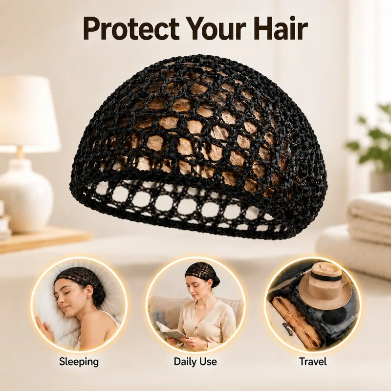 Solid Color Hand Crochet Hair Net Bonnet Breathable Sleeping Cap Soft Head Wrap Turban Cover Elastic Knit Hair Protector Night
Solid Color Hand Crochet Hair Net Bonnet Breathable Sleeping Cap Soft Head Wrap Turban Cover Elastic Knit Hair Protector Night