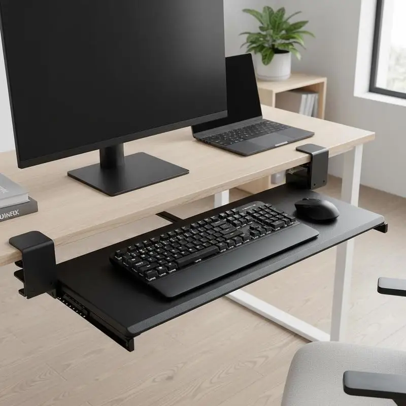 Sliding Keyboard Platform 26.8 x 11 inch For Home Office, Computer Desk, Workstation, No-drill C Clamp Mount Large Pull-out Drawer Typing Support Adjustable Under-desk Extension
Sliding Keyboard Platform 26.8 x 11 inch For Home Office, Computer Desk, Workstation, No-drill C Clamp Mount Large Pull-out Drawer Typing Support Adjustable Under-desk Extension