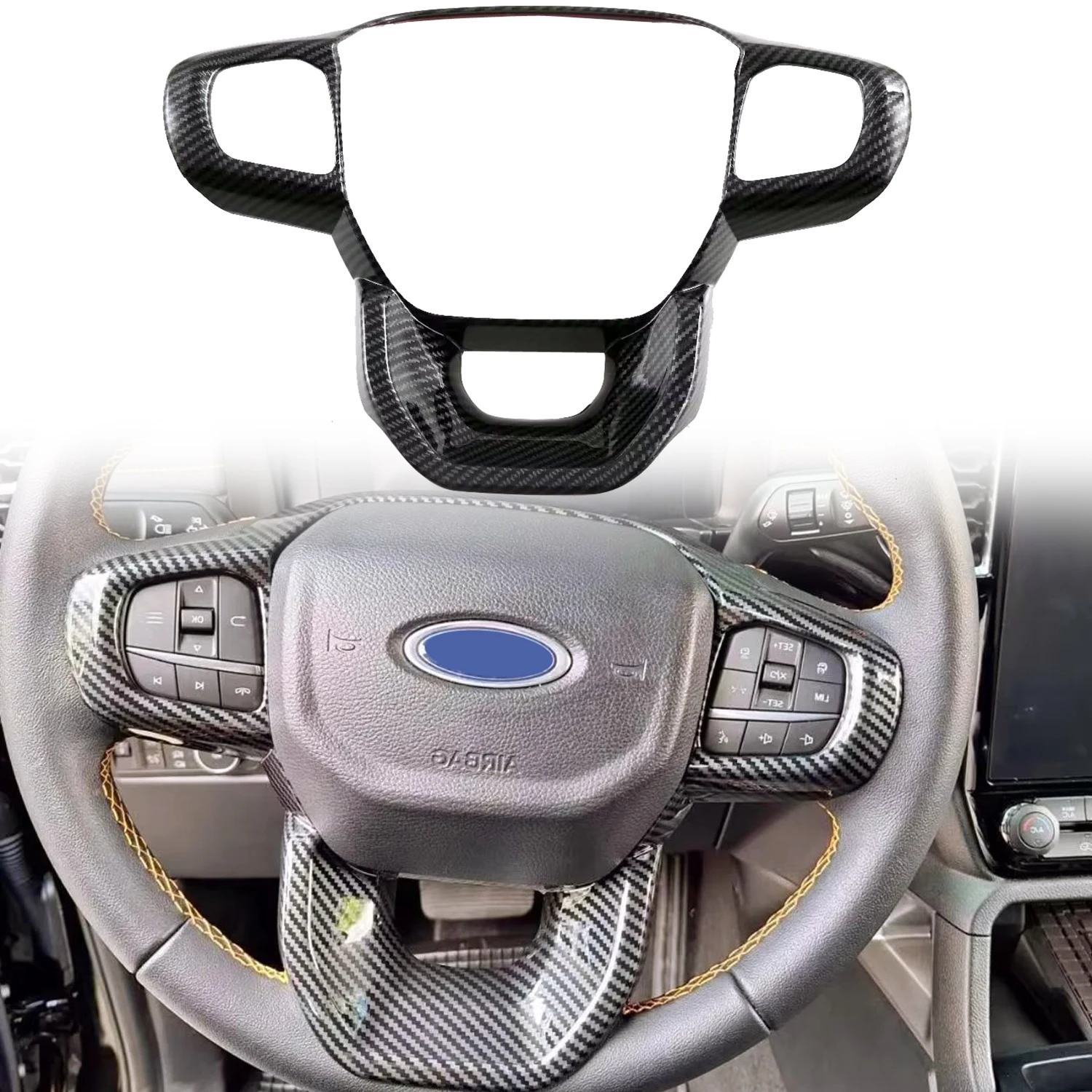Подходит для Ford Ranger 2023 2024, отделка рулевого колеса из углеродного волокна с принтом
Подходит для Ford Ranger 2023 2024, отделка рулевого колеса из углеродного волокна с принтом