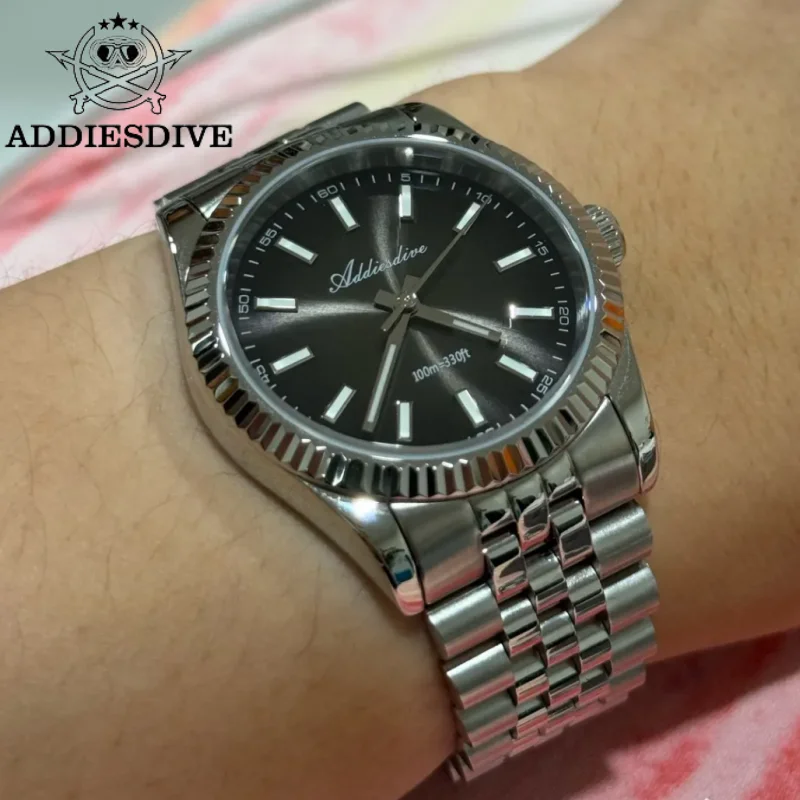 ADDIESDIVE 36mm Men Watch AD2073 BGW9 Luminous Jubilee Strap 10Bar Waterproof Sapphire Glass VH31 Movement Quartz Watches Reloj
ADDIESDIVE 36mm Men Watch AD2073 BGW9 Luminous Jubilee Strap 10Bar Waterproof Sapphire Glass VH31 Movement Quartz Watches Reloj
