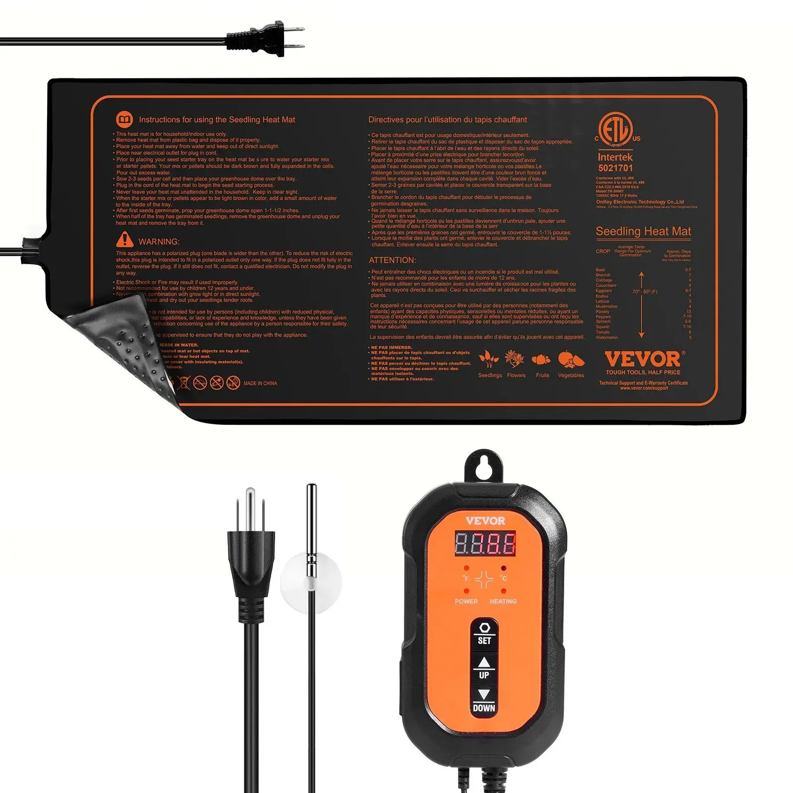 10"x20.75" Seedling Heat Mat & Digital Thermostat – Waterproof, MET-Certified – for Germination, Hydroponics & Greenhouses
10"x20.75" Seedling Heat Mat & Digital Thermostat – Waterproof, MET-Certified – for Germination, Hydroponics & Greenhouses