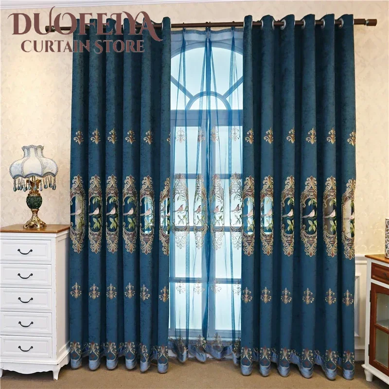 Modern Blue Bird Embroidered Semi-Blackout Curtains for Living Room Window Luxury Custom Decoration Bedroom Curtain Luxury Decor
Modern Blue Bird Embroidered Semi-Blackout Curtains for Living Room Window Luxury Custom Decoration Bedroom Curtain Luxury Decor