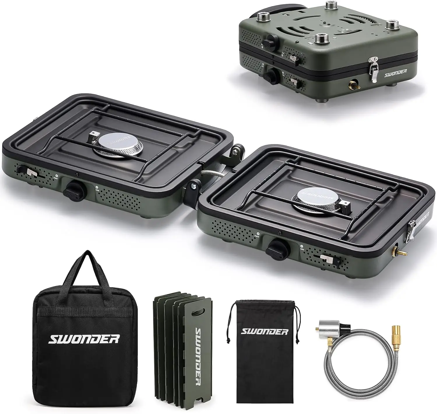 Portable 2-Burner Camping Stove with Windscreen - 17,500 BTU Propane Stove, Foldable Design, Adjustable Flame Control, Stainless
Portable 2-Burner Camping Stove with Windscreen - 17,500 BTU Propane Stove, Foldable Design, Adjustable Flame Control, Stainless