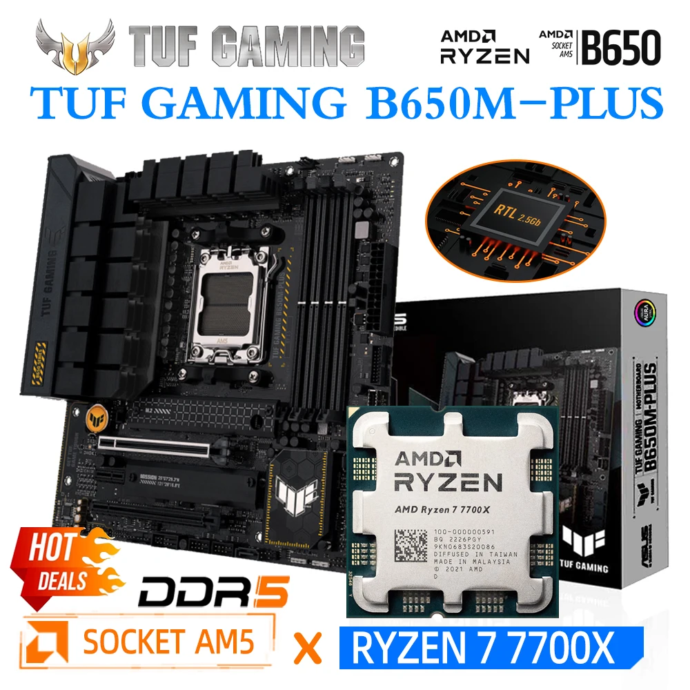 Материнская плата AM5 Ryzen 7 7700X для процессора ASUS TUF GAMING B650M PLUS Micro-ATX Desktop 128G DDR5, комплект материнской платы R7 7700X PCIe 5,0
Материнская плата AM5 Ryzen 7 7700X для процессора ASUS TUF GAMING B650M PLUS Micro-ATX Desktop 128G DDR5, комплект материнской платы R7 7700X PCIe 5,0