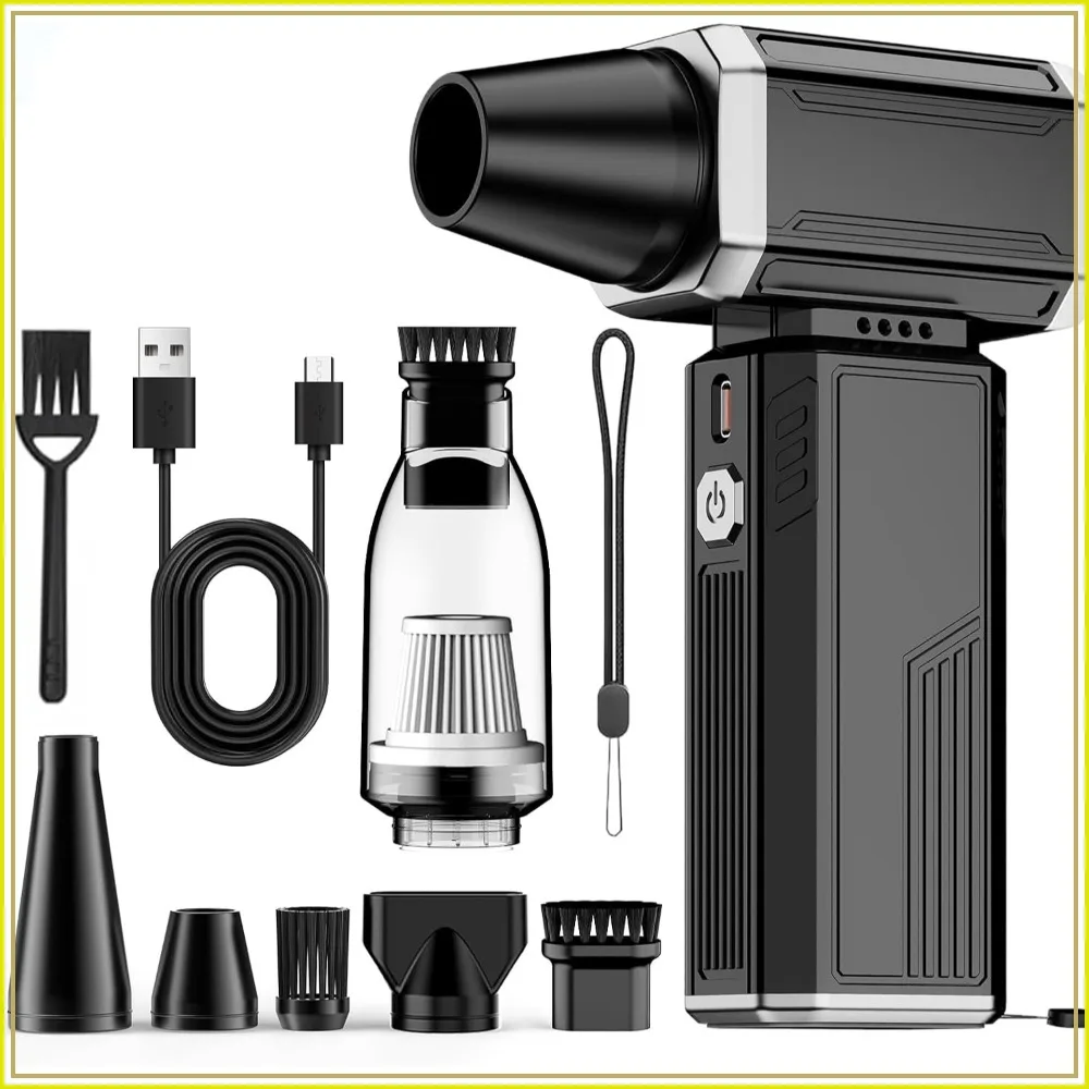 180000 RPM Turbo Fan: Electric Air Duster & Mini Vacuum Cleaner 2-in-1, Stepless Speed Adjustable for Electronics, Home, Auto, Outdoor
180000 RPM Turbo Fan: Electric Air Duster & Mini Vacuum Cleaner 2-in-1, Stepless Speed Adjustable for Electronics, Home, Auto, Outdoor