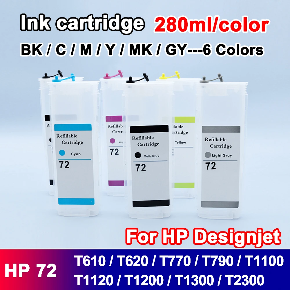 280ml Refill Cartridge For HP 72 Refill Ink Cartridge For HP Designjet T610 T620 T770 T790 T1100 T1300 T2300
280ml Refill Cartridge For HP 72 Refill Ink Cartridge For HP Designjet T610 T620 T770 T790 T1100 T1300 T2300