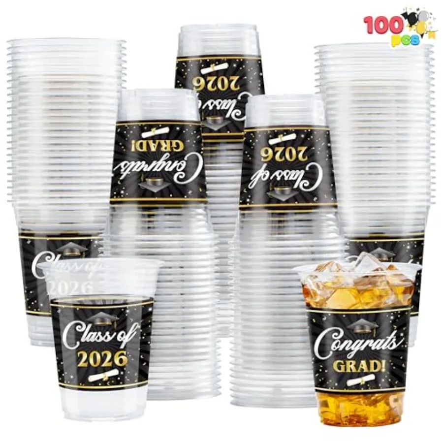100 Pcs 16oz Graduation Cups Party Plastic Cups, Class of 2026 Graduates Disposable Tableware Set, PET Cup for High School Coll
100 Pcs 16oz Graduation Cups Party Plastic Cups, Class of 2026 Graduates Disposable Tableware Set, PET Cup for High School Coll
