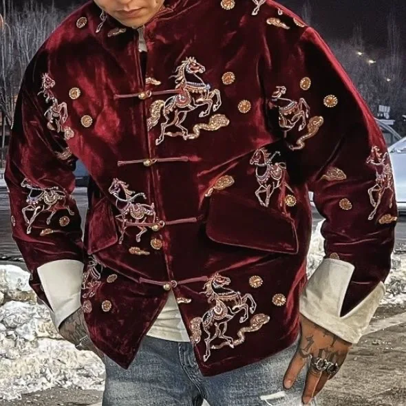 Mongolian Ethnic Embroidered Thiened Stand Collar Jaet Casual Sle for Men And Women Autumn Winter Year Trendy Coat
Mongolian Ethnic Embroidered Thiened Stand Collar Jaet Casual Sle for Men And Women Autumn Winter Year Trendy Coat