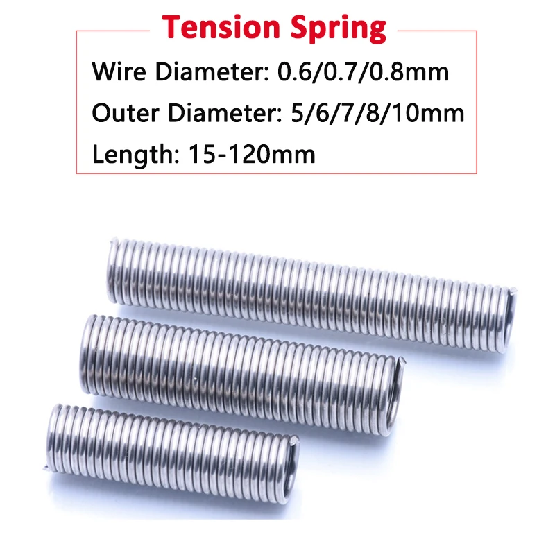 10pcs 304 Stainless Steel Hookless Tension Spring Wire Dia 0.6mm 0.7mm 0.8mm Flat Head Helical Sheath Spring Length 15-120mm
10pcs 304 Stainless Steel Hookless Tension Spring Wire Dia 0.6mm 0.7mm 0.8mm Flat Head Helical Sheath Spring Length 15-120mm