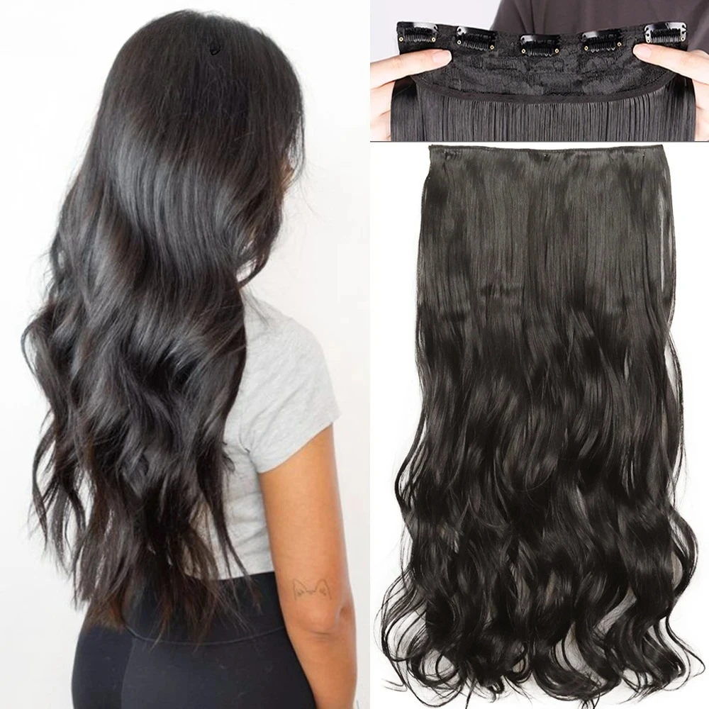 Long Wavy 5 Clip In Hair Extensions Synthetic Fiber Hairpieces 22/32'' Black Blonde Mixed color False Hair Daily Use
Long Wavy 5 Clip In Hair Extensions Synthetic Fiber Hairpieces 22/32'' Black Blonde Mixed color False Hair Daily Use