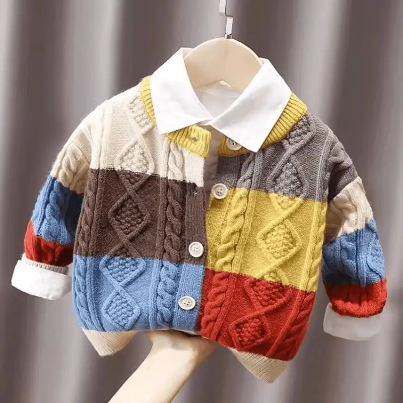 Children's Knitted Cardigan Autumn/Winter Boys' and Girls' Knitted Jacket Retro Sweater Color Match
Children's Knitted Cardigan Autumn/Winter Boys' and Girls' Knitted Jacket Retro Sweater Color Match