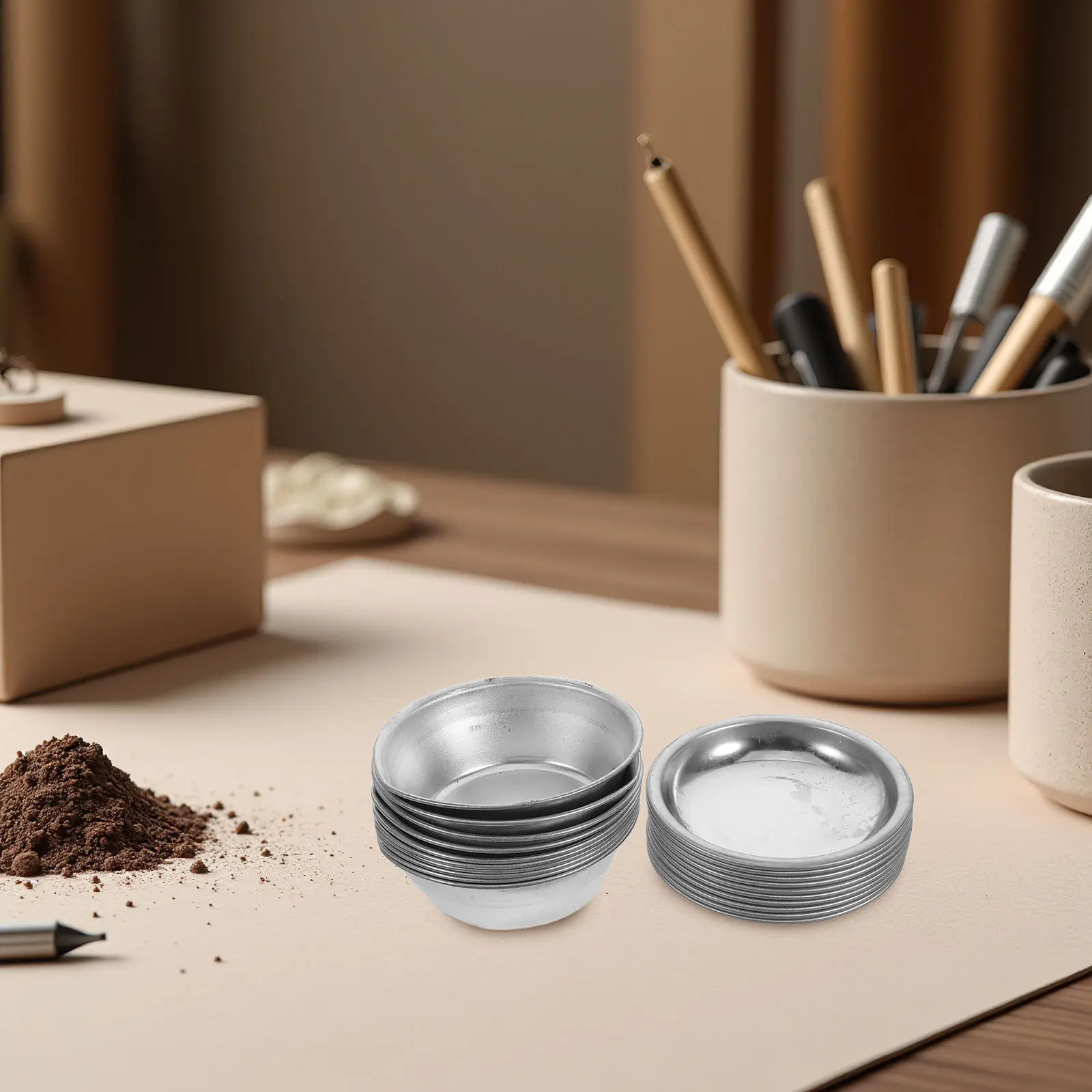 20Pcs Stainless Steel Paint Palette Tray Easy Pour Mixing Tray for Makeup Artists Watercolor Oil Painting Miniature Painting
20Pcs Stainless Steel Paint Palette Tray Easy Pour Mixing Tray for Makeup Artists Watercolor Oil Painting Miniature Painting