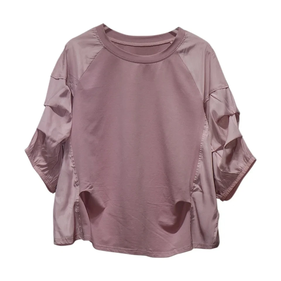 Women's American 2025 Summer New Fashion Spliced Solid Color Casual Trendy Loose Puff Sleeve O-neck T-shirts Female Clothes Tops
Women's American 2025 Summer New Fashion Spliced Solid Color Casual Trendy Loose Puff Sleeve O-neck T-shirts Female Clothes Tops