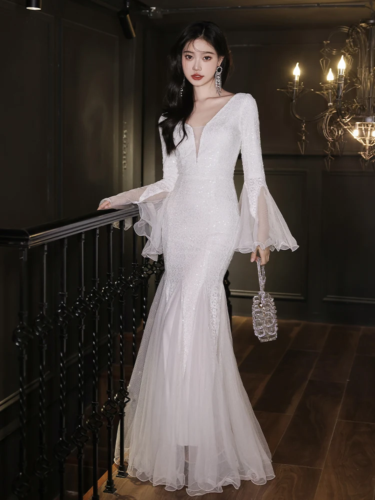 DSP Flare Sleeve Prom Dresses Long Birthday Party Dresses Elegant Mermaid Deep V Neck Formal Dress Evening Gowns
DSP Flare Sleeve Prom Dresses Long Birthday Party Dresses Elegant Mermaid Deep V Neck Formal Dress Evening Gowns