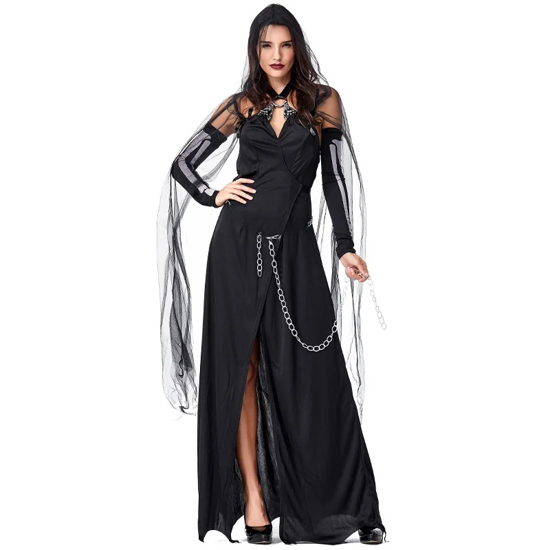 Halloween Witch Long Dress Strap Stage Costume Black Veil Soul Capturing Outfit Women's Traditional Clothing Ethnic Stage Wear
Halloween Witch Long Dress Strap Stage Costume Black Veil Soul Capturing Outfit Women's Traditional Clothing Ethnic Stage Wear