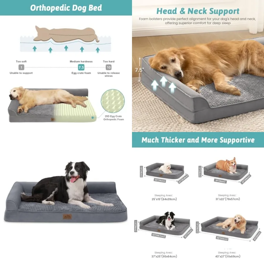 Orthopedic Dog Bed for Large Size Dog, XL Dogs Crate Bed, L Shaped Foam Anti-Slip Bottom Pet Cat Sofa with Washable Removable C
Orthopedic Dog Bed for Large Size Dog, XL Dogs Crate Bed, L Shaped Foam Anti-Slip Bottom Pet Cat Sofa with Washable Removable C