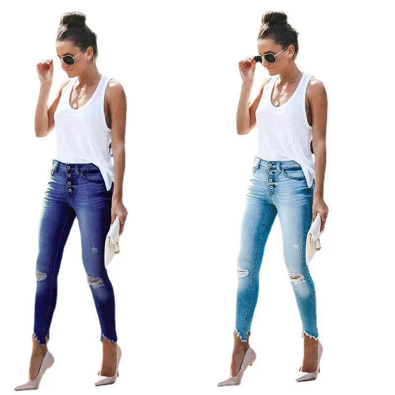 High Waist Elastic Denim Jeans Women's Pants Butt Lifting Hole Design Comfortable Fit Natural Waist Denim Skinnies
High Waist Elastic Denim Jeans Women's Pants Butt Lifting Hole Design Comfortable Fit Natural Waist Denim Skinnies