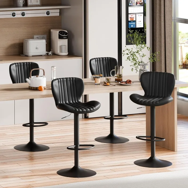 Bar Stools Set of 4 Modern Swivel Bar Chairs, Counter Height Faux Leather Metal Barstools, Upholstered Island Chairs
Bar Stools Set of 4 Modern Swivel Bar Chairs, Counter Height Faux Leather Metal Barstools, Upholstered Island Chairs