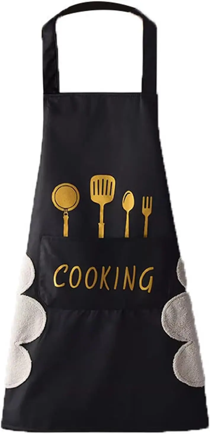 Apron with Hand Wipe,Water-drop Resistant with 2 Pockets Cooking Bib Aprons for Women Men Chef 
Apron with Hand Wipe,Water-drop Resistant with 2 Pockets Cooking Bib Aprons for Women Men Chef