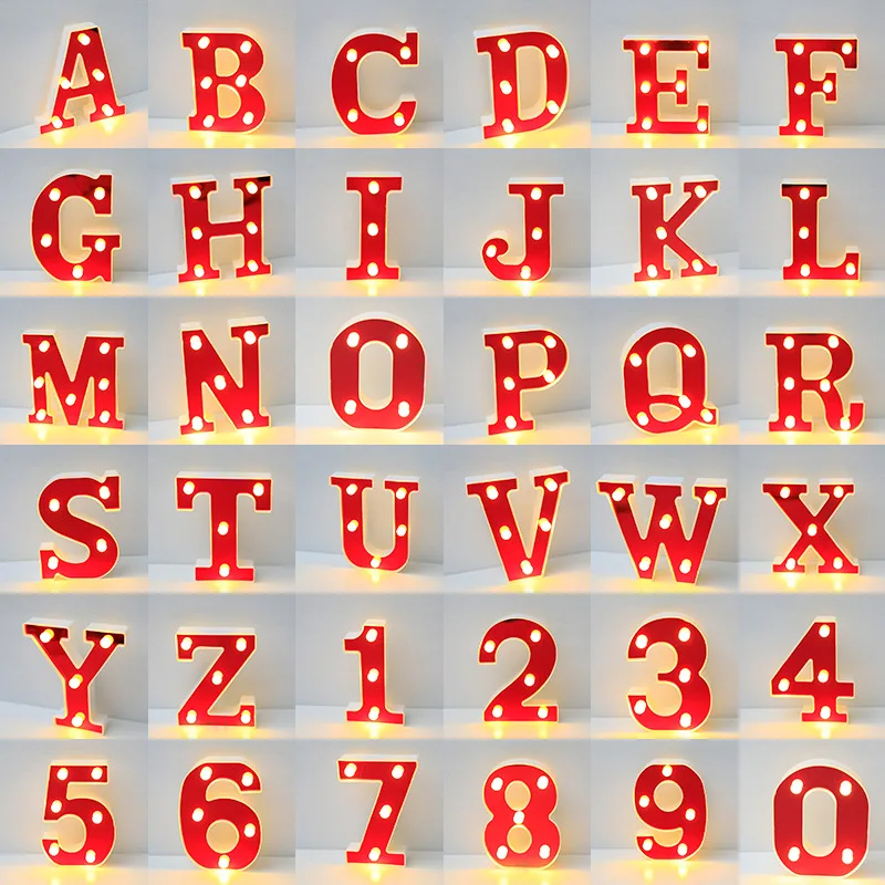 Red White Luminous 26 English LED Letter Night Light Alphabet Number Lamp Christmas Wedding Birthday Party Propose Decoration
Red White Luminous 26 English LED Letter Night Light Alphabet Number Lamp Christmas Wedding Birthday Party Propose Decoration