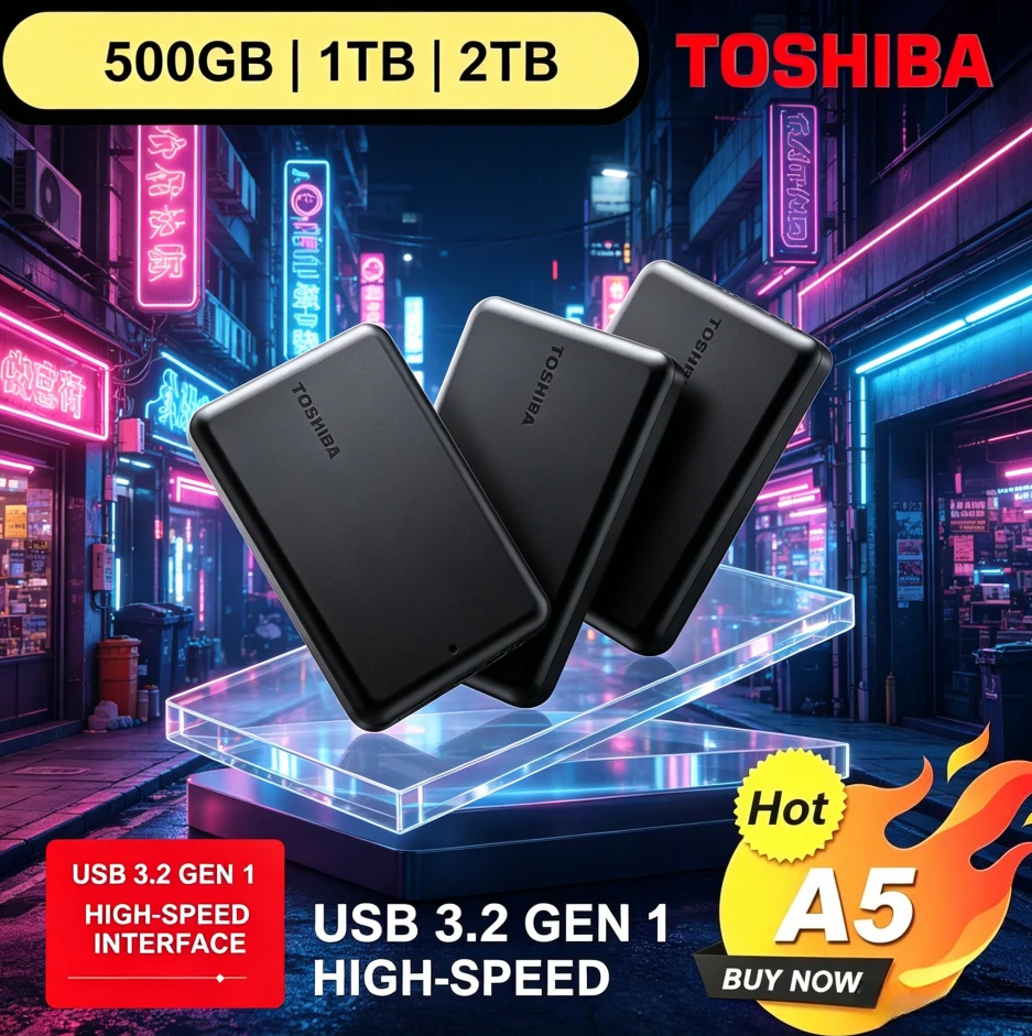 For Toshiba A5 Series Small Black Portable Hard Drive High-Speed USB 3.2 Gen1 500GB/1TB/2TB Compatible with Mac
For Toshiba A5 Series Small Black Portable Hard Drive High-Speed USB 3.2 Gen1 500GB/1TB/2TB Compatible with Mac